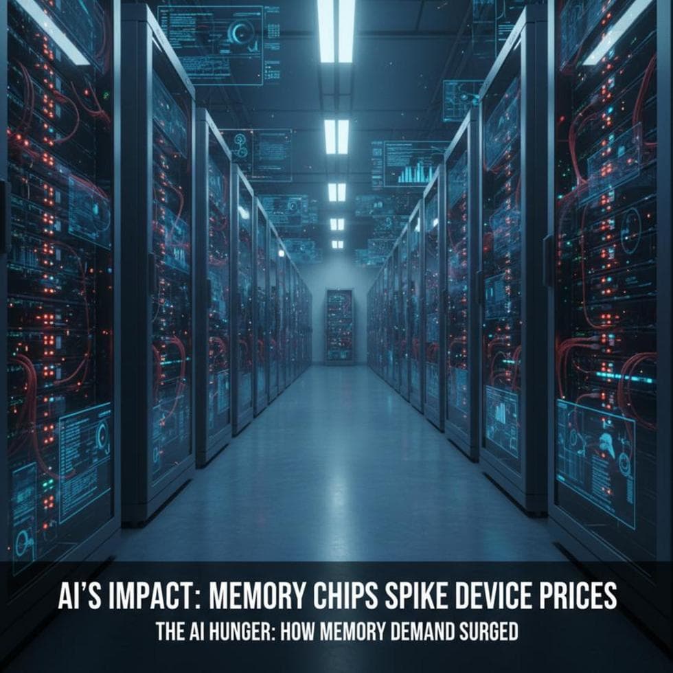 Close-up image of memory chips on a motherboard, representing the core of modern device technology.