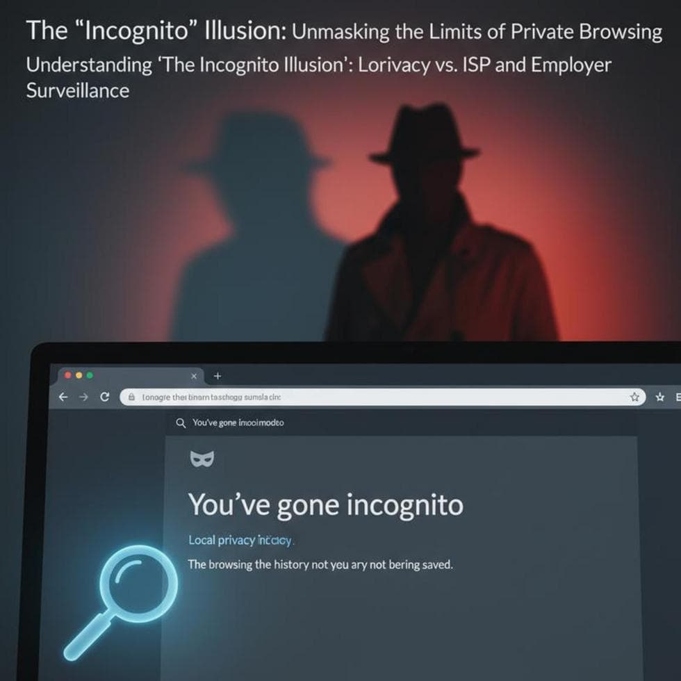 Person using computer in incognito mode next to network admin monitoring activities.