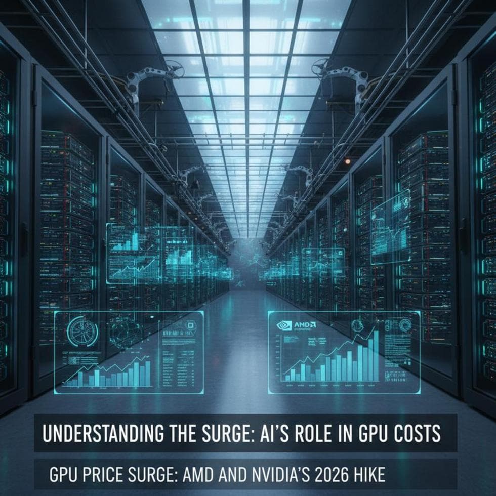 Detailed view of GPU assembly line with price metrics indicating rise.