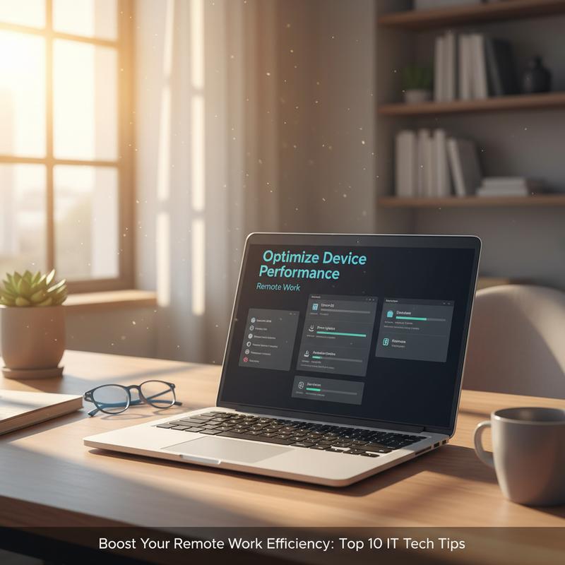 A laptop displaying software update notifications in a cozy home office.