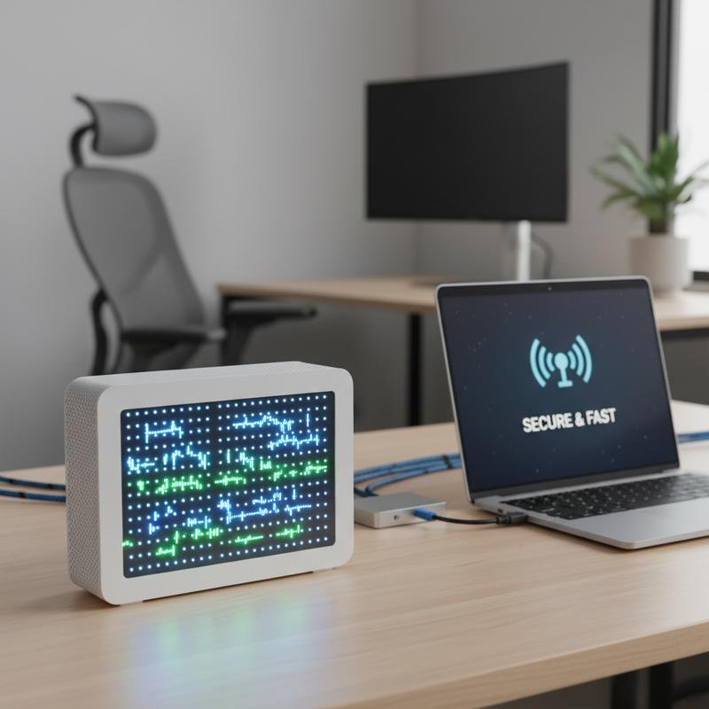 A laptop displaying software update notifications in a cozy home office.