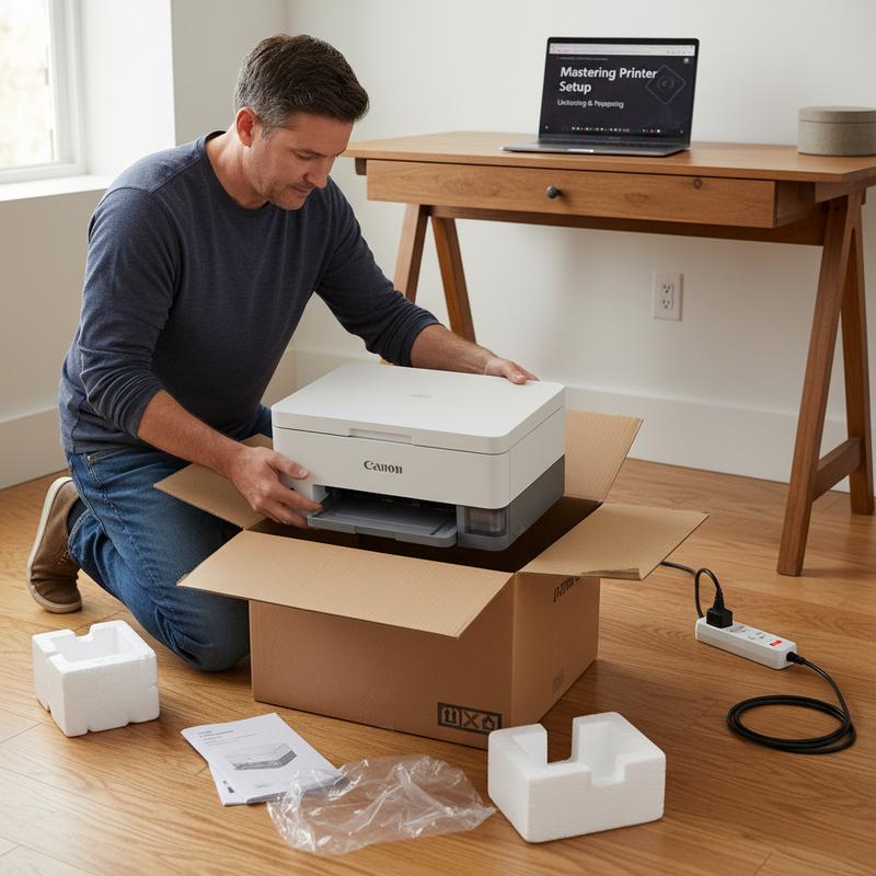 Carefully unboxing your new printer to ensure all components are present and in good condition.