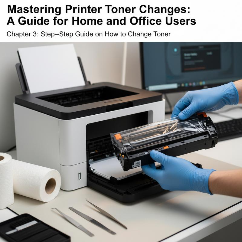 An optimal workspace prepared for changing toner in a printer.