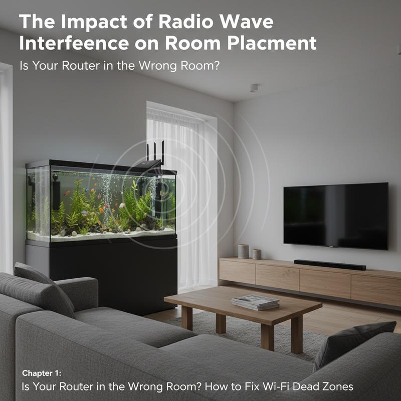 An illustration of radio wave interference due to incorrect router placement.