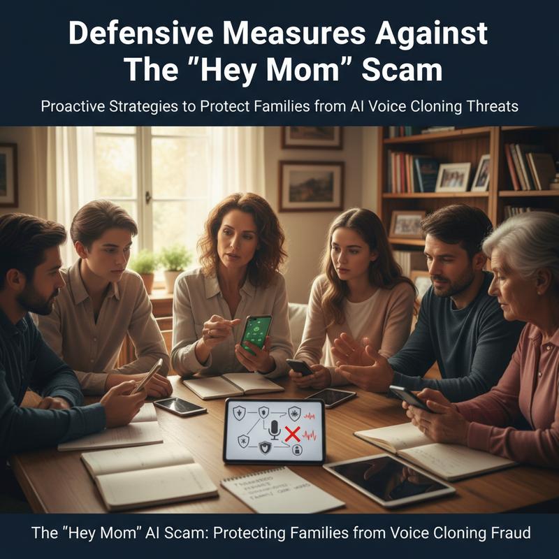 A mother reacting to a scam call mimicking her child’s voice, showcasing emotional manipulation.