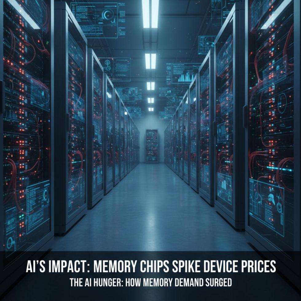 Close-up image of memory chips on a motherboard, representing the core of modern device technology.