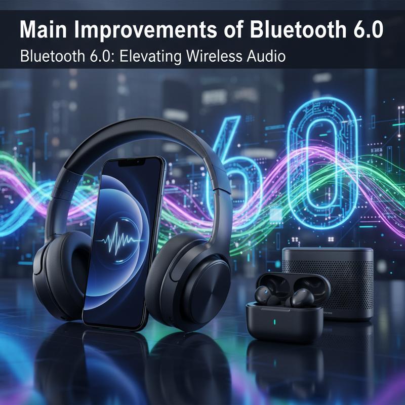 Interconnected Bluetooth 6.0 devices showcasing improved connectivity.