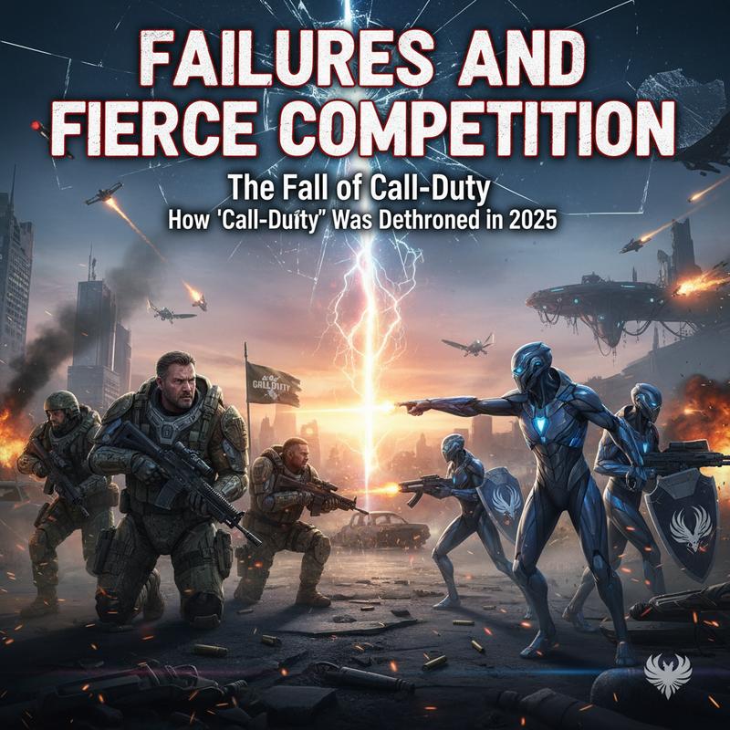 Illustration of fierce competition with Call of Duty being challenged by rival games.