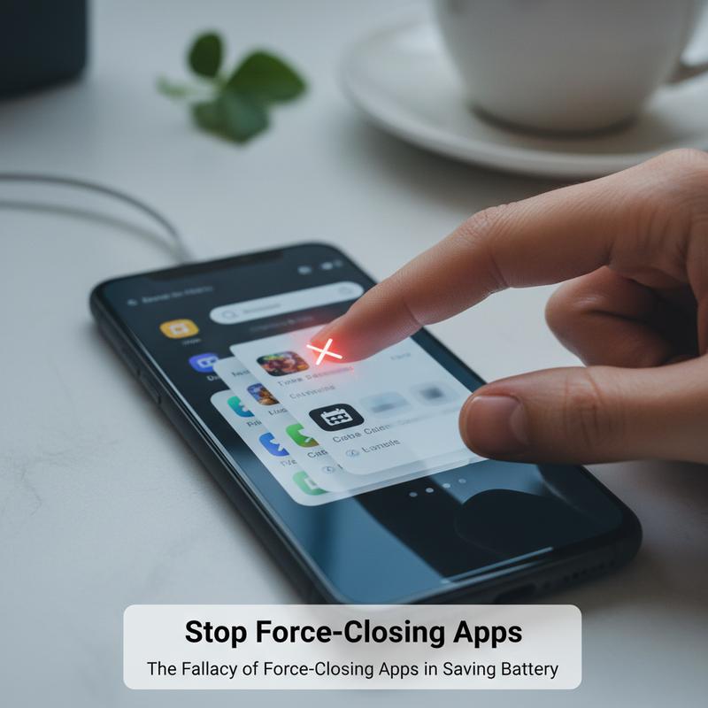 Swiping away apps from the multitasking screen: an ineffective battery-saving strategy.