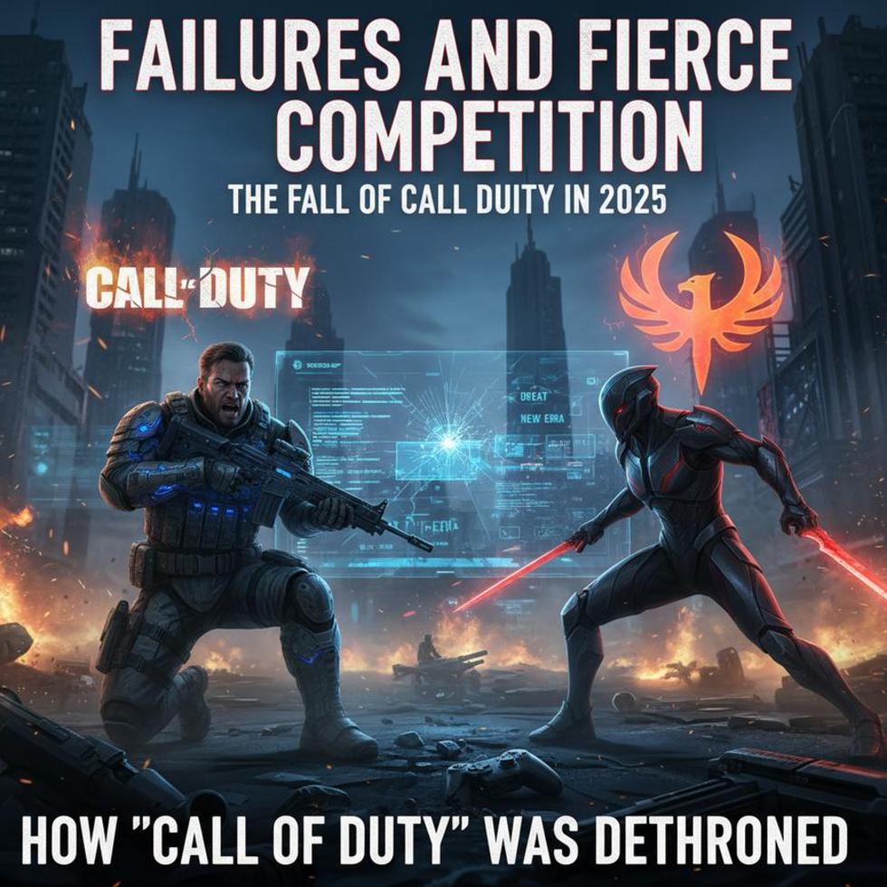 An action-packed, futuristic game scene symbolizing Call of Duty's dethroning.