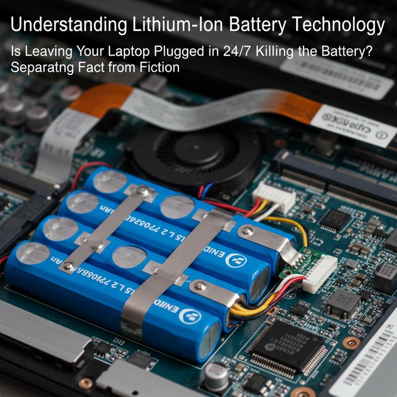 An inside look at a laptop’s lithium-ion battery.