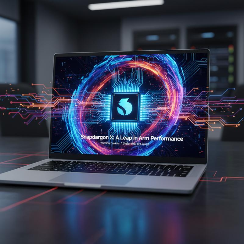 Arm-based laptop powered by Snapdragon X chips highlighting groundbreaking performance.