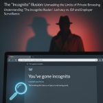 Person using computer in incognito mode next to network admin monitoring activities.