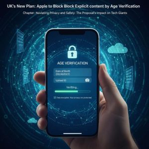 Multiple smartphones displaying security lock screens against a digital, tech-themed backdrop.