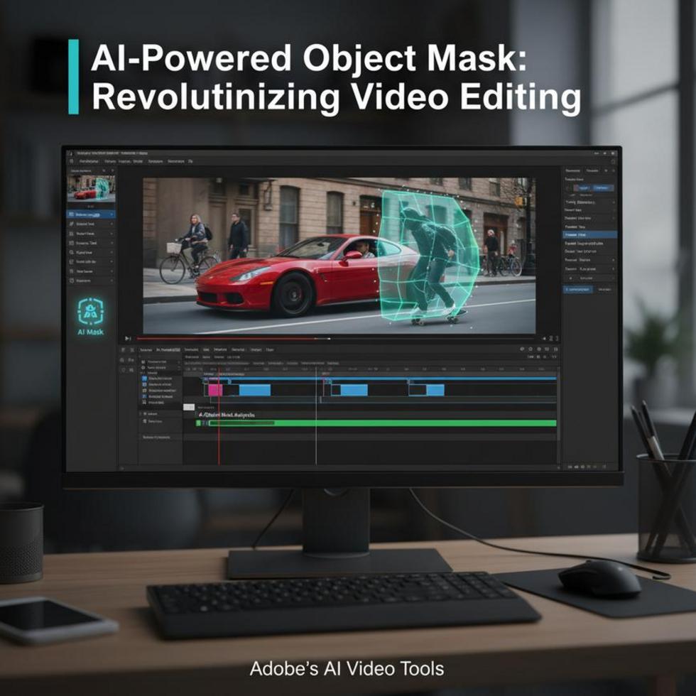 Illustration of Adobe Premiere's interface showcasing AI video editing tools for enhanced user workflows.
