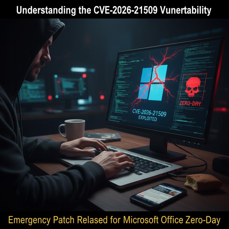 Illustration showing the dynamics of the CVE-2026-21509 vulnerability exploitation.
