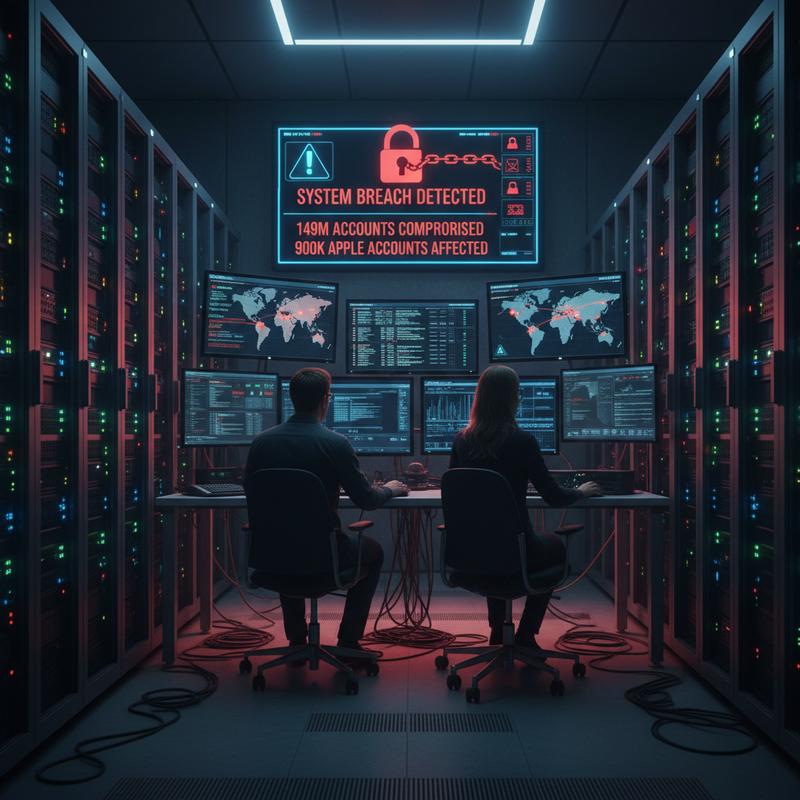 The server room where the unsecured database breach took place, highlighted by warning signs.