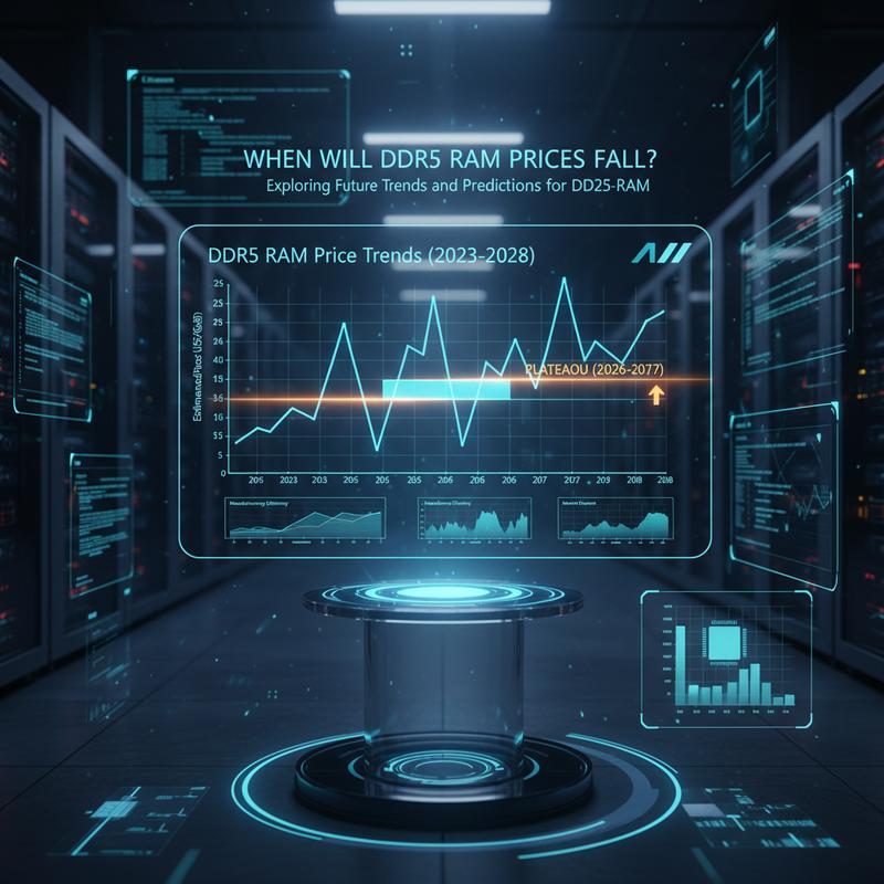 A graphical representation of the anticipated DDR5 price trends and the forecasted plateau through 2026.