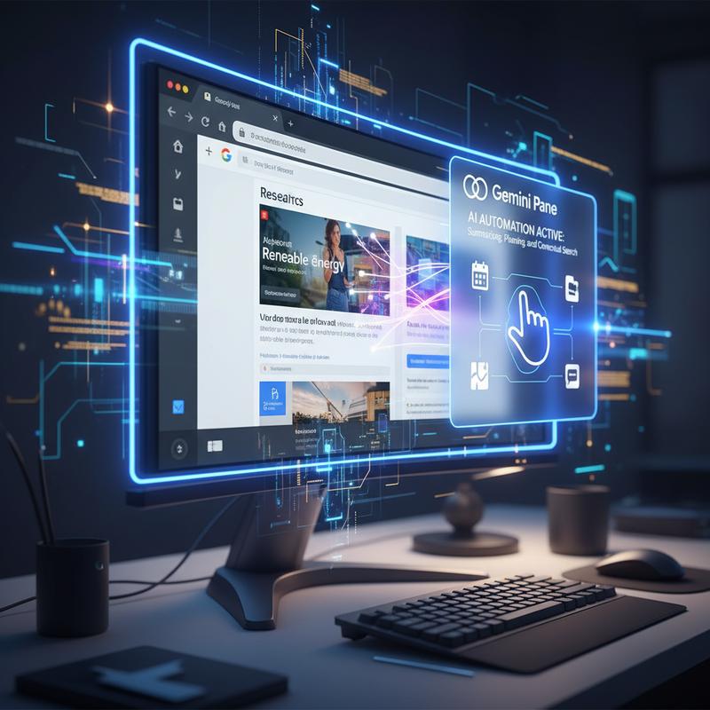 Visual representation of the Gemini pane in Chrome, integrating AI for enhanced browsing.