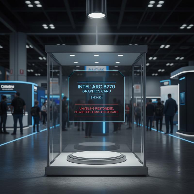 An empty NVIDIA booth at CES 2026 where the GeForce RTX 50-Series was expected to be unveiled.