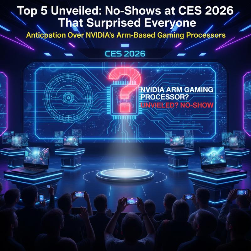 An empty NVIDIA booth at CES 2026 where the GeForce RTX 50-Series was expected to be unveiled.