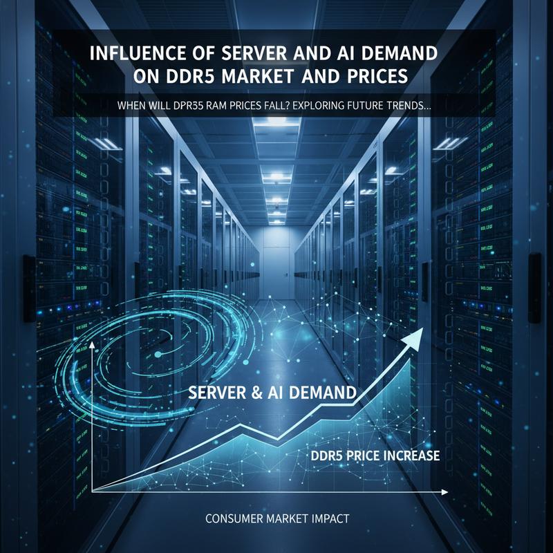 A graphical representation of the anticipated DDR5 price trends and the forecasted plateau through 2026.