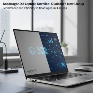 Visitors at CES 2026 exploring Qualcomm's booth showcasing Snapdragon X2 laptops.