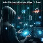 A range of audio devices surrounded by security warning icons, illustrating vulnerabilities in modern technology.