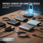 A collection of modern tech gadgets arranged aesthetically on a table.