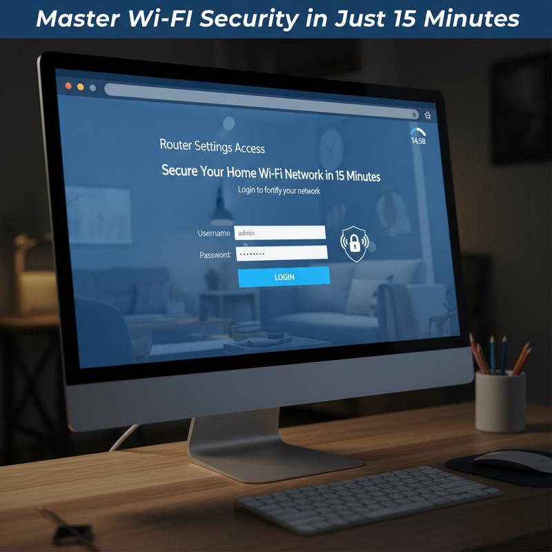 Router admin settings page open on a laptop for changing Wi-Fi security options.