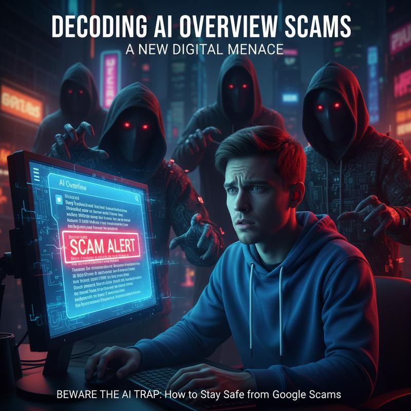 A user bewildered by misleading AI-generated search results, highlighting the potential for scams.