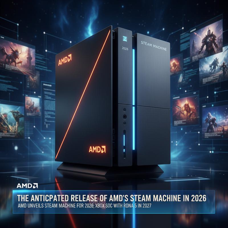 A conceptual design of AMD’s Steam Machine set to release in 2026.