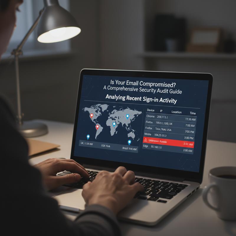Reviewing email sign-in history for unfamiliar devices and locations