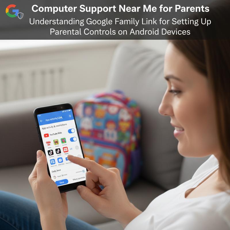 Family Link setup screen on an Android phone.