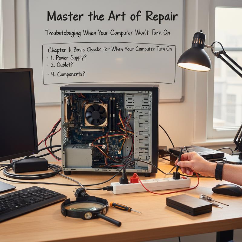 Checking a PC power cable, outlet, and surge protector connections.