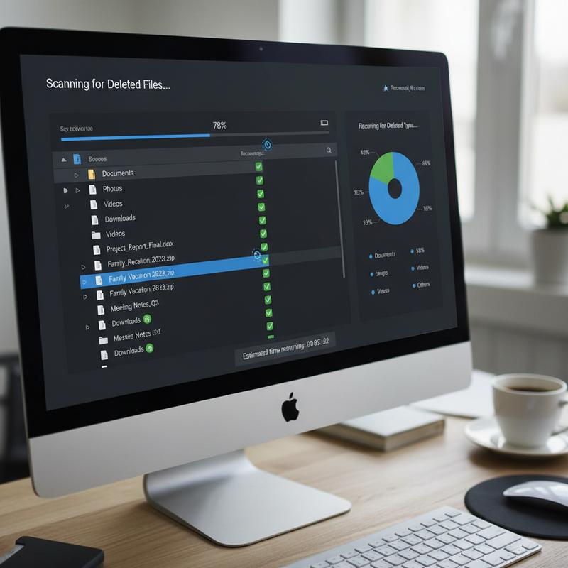 Disk Drill-style recovery software scanning a Windows drive for deleted files.