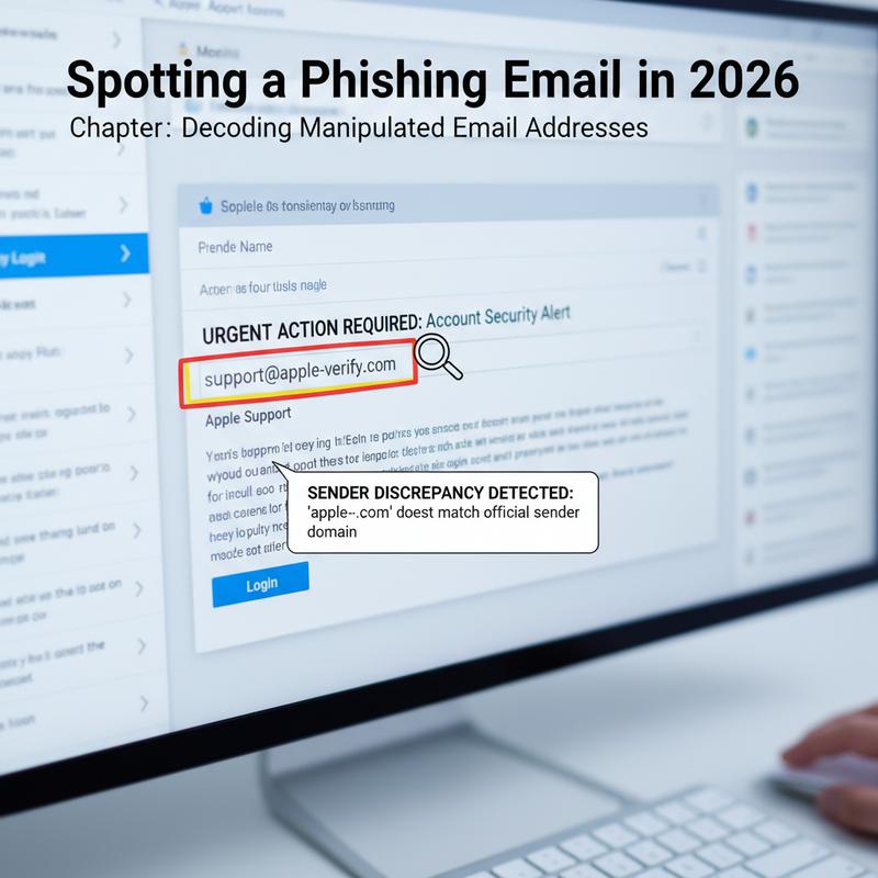 Zoomed-in view of a sender address showing small changes meant to fool you.