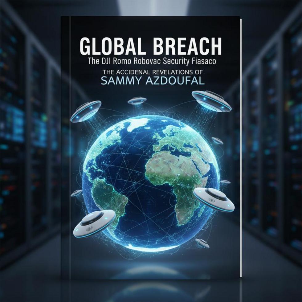 A worried individual viewing a digital network interface exposing multiple vacuums for unauthorized access.