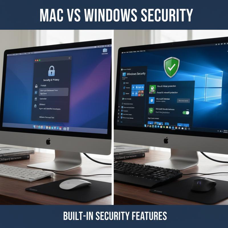 Built-in security tools on macOS compared with Windows features.