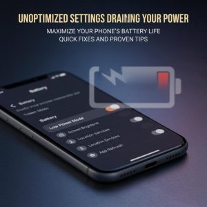 Smartphone with a glowing full battery icon, indicating efficient power use.