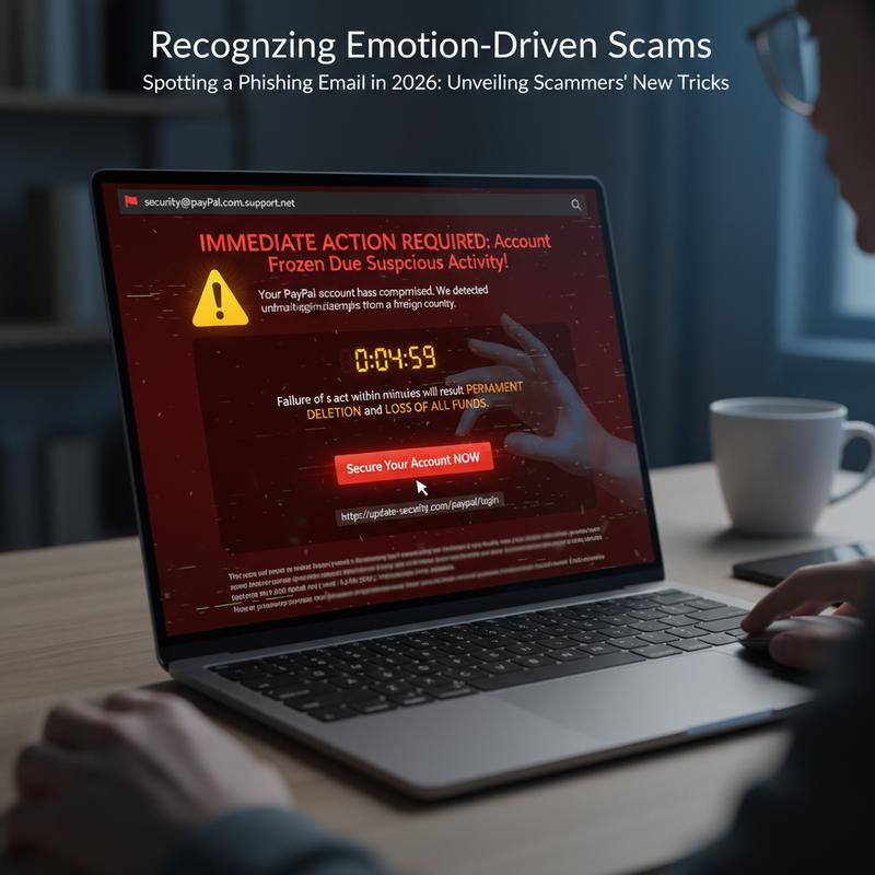 Suspicious email example showing language designed to trigger fear or urgency.