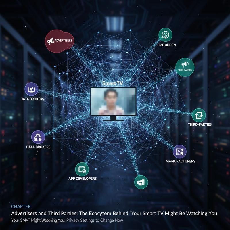 Flowchart of smart TV viewing data moving from ACR to advertisers and third-party firms.
