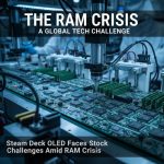 A Steam Deck OLED amidst components, depicting its manufacturing challenges.