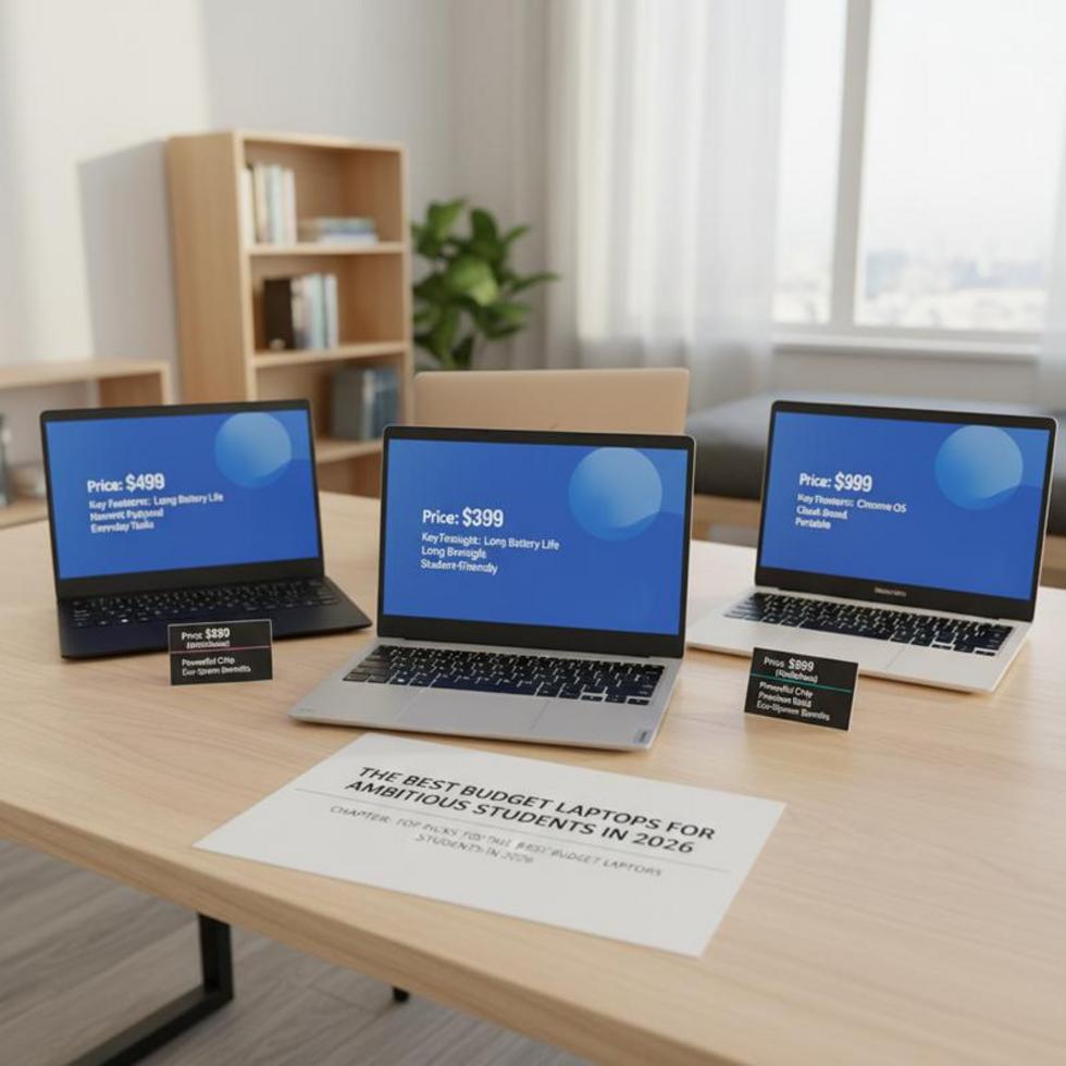 Student utilizing budget laptops in a classroom, focusing on educational apps and tasks.