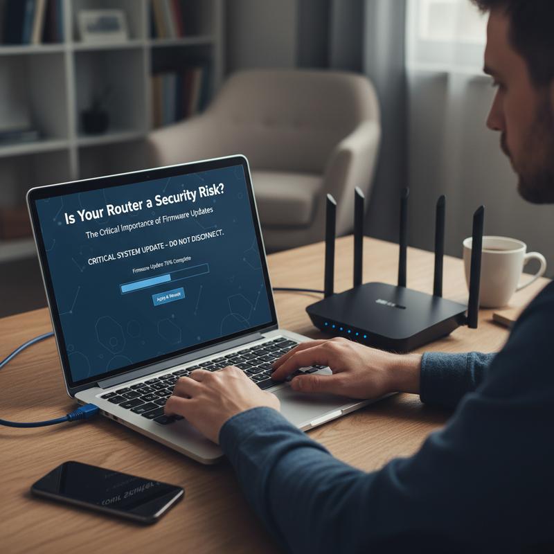 Router settings page with a firmware update button