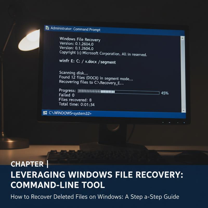 Command Prompt running Windows File Recovery (winfr) on a Windows PC.
