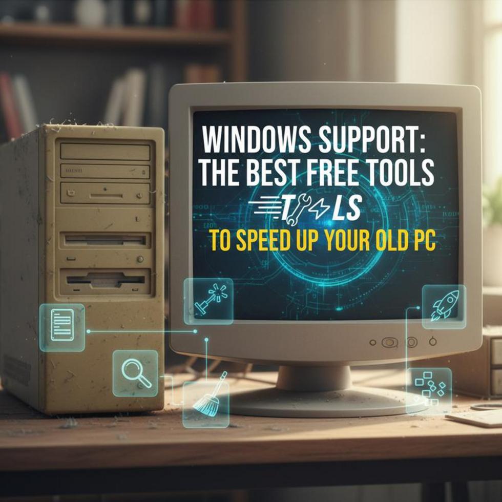 Old Windows PC enhanced and running smoothly with free Windows support tools.