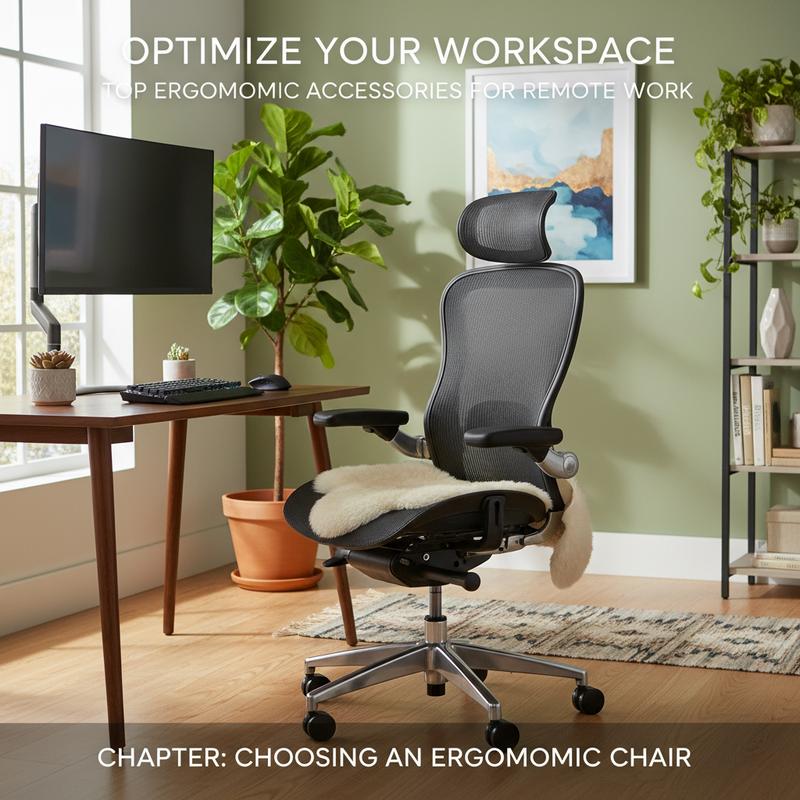 Ergonomic chair set up at a home office desk with good posture support.