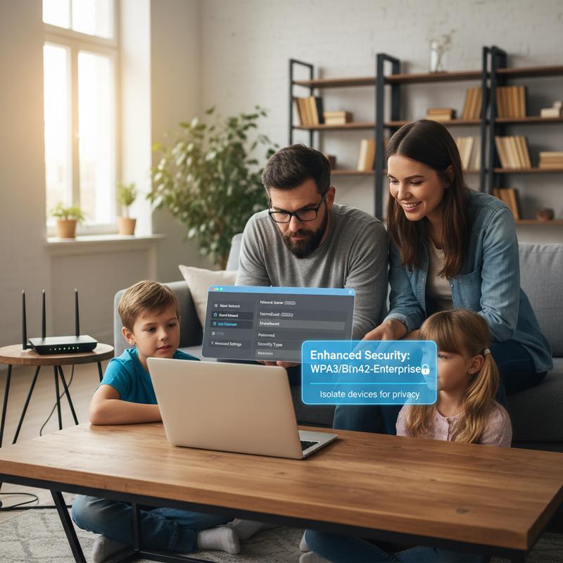 Home router guest Wi-Fi setup showing separate guest network for safer access.