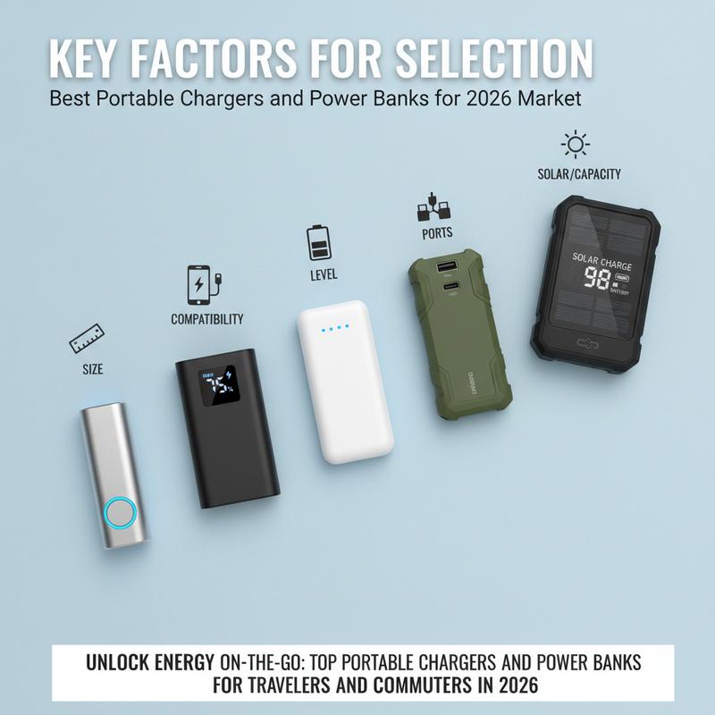 Checklist of power bank features like ports, safety, and size.